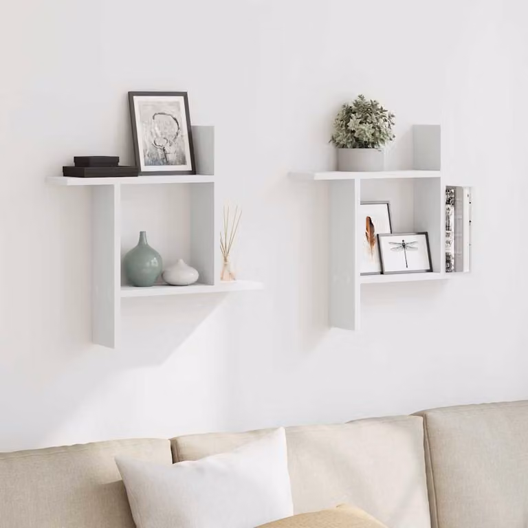 Set di 2 mensole a muro vidaXL bianche in MDF L 50 cm x P 12 cm x H 50 cm