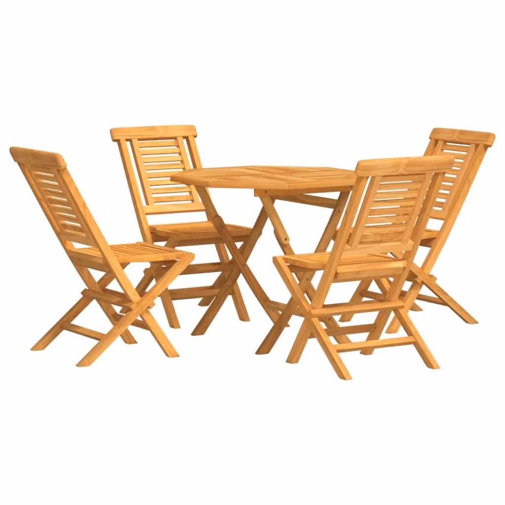 Set da Pranzo per Giardino 5 pz in Legno Massello di Teak