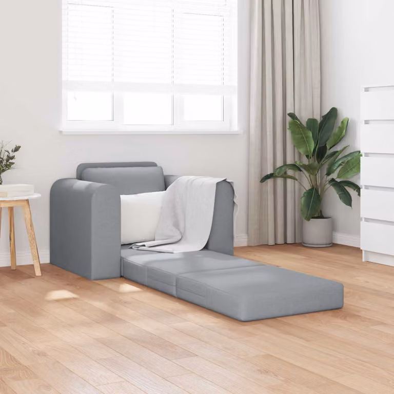 vidaXL Divano letto moderno in tessuto grigio con braccioli L/P/H: 98 x 71 x 83 cm