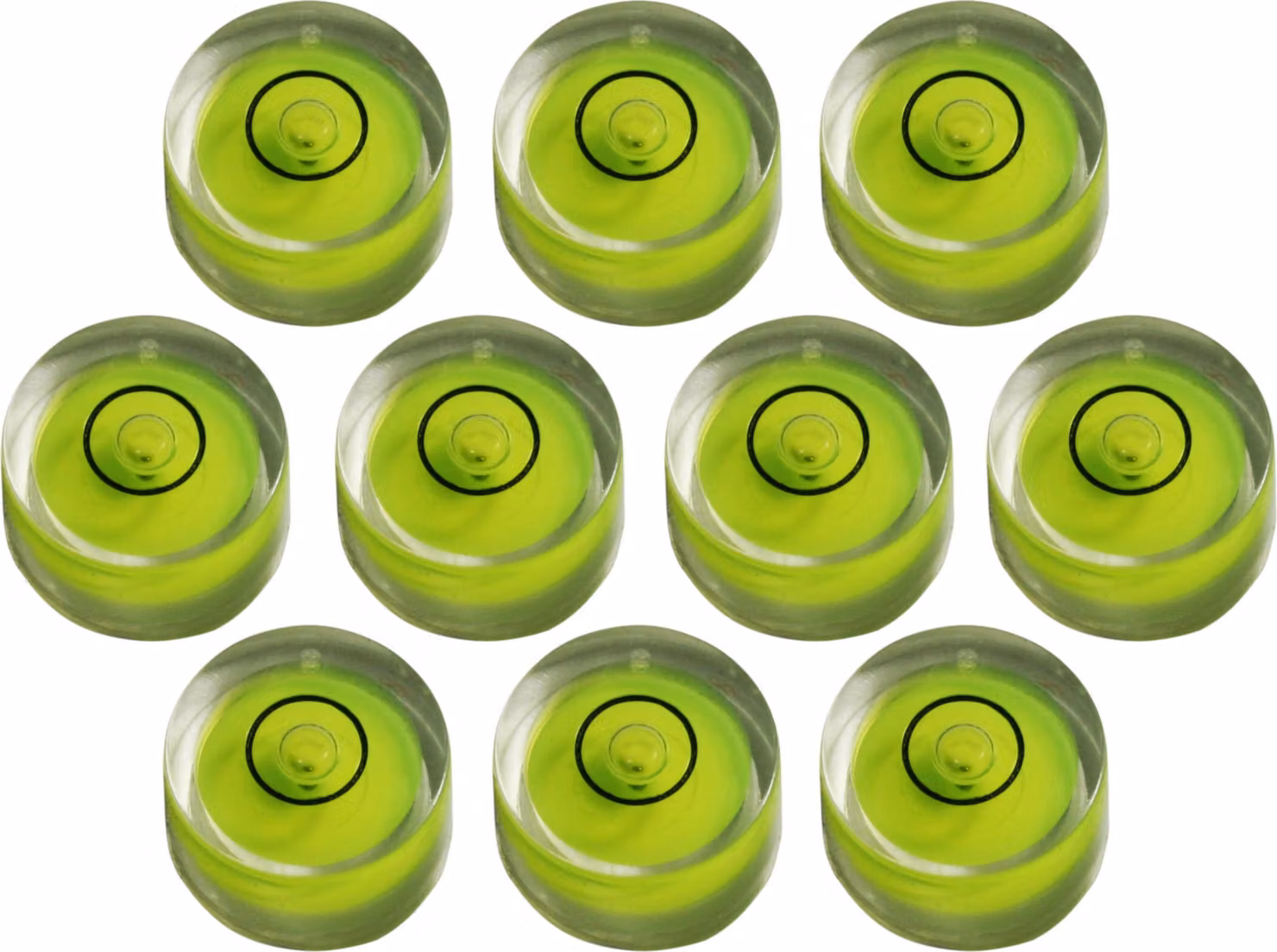 Set di 10 piccoli livelli di bolle rotonde misura 7 (18x9 mm)