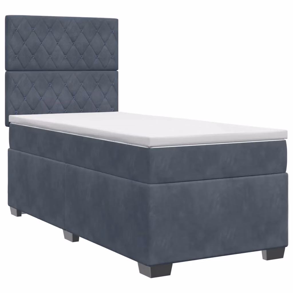 Letto box spring con materasso ibrido a molle insacchettate vidaXL in velluto grigio e bianco 90x190 cm – 2