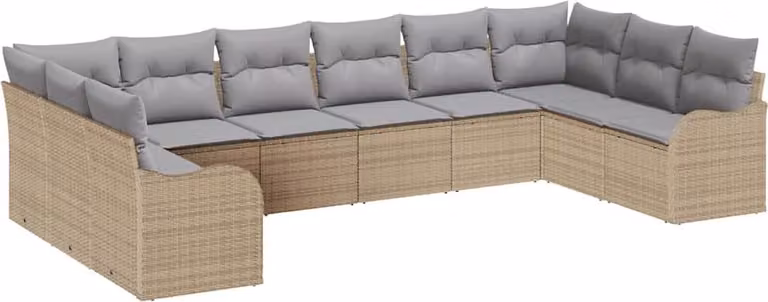Set Divano da Giardino Beige 344 x 177,5 x 85 cm polyrattan