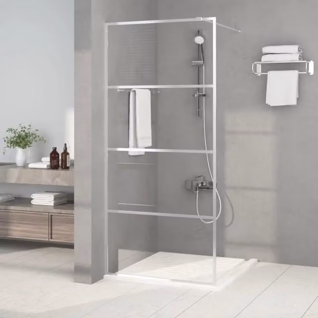 Parete Doccia Walk In vidaXL Rettangolare in Vetro Trasparente con Profilo Argento L: 90 cm, H: 195 cm – 1