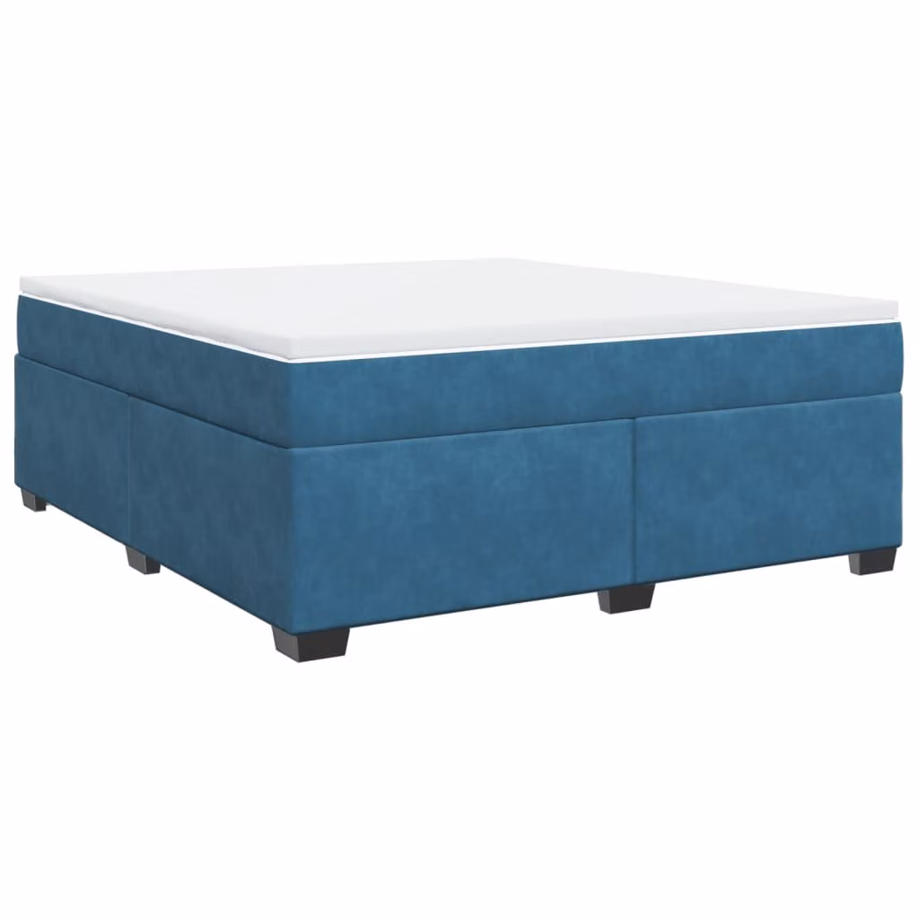 Giroletto a Molle con Materasso Blu Scuro 180x200 cm in Velluto