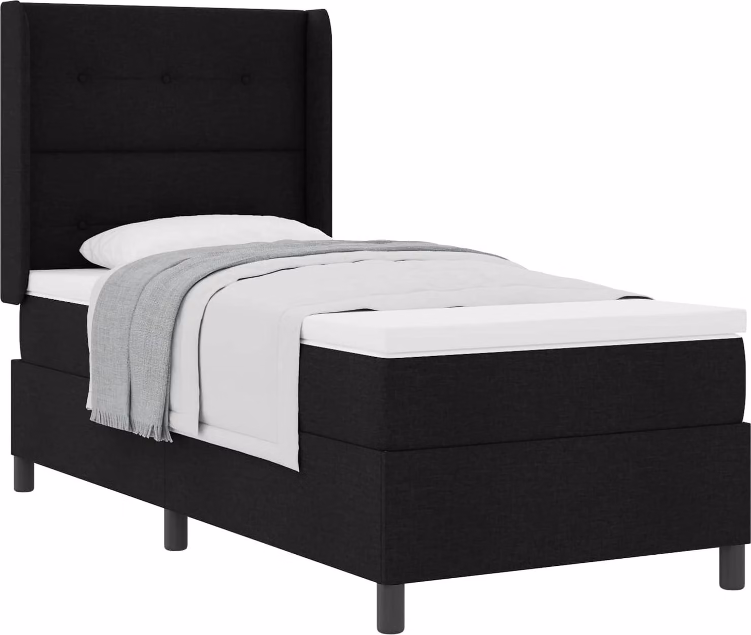 Letto a molle con materasso Nero 190 x 90 cm Tessuto