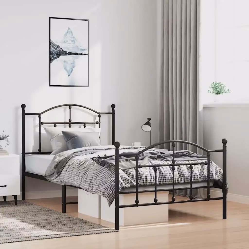 Letto singolo per adulti DESIGN IN con testiera e pediera in metallo nero opaco L/P/H: 100 x 200 cm – 2