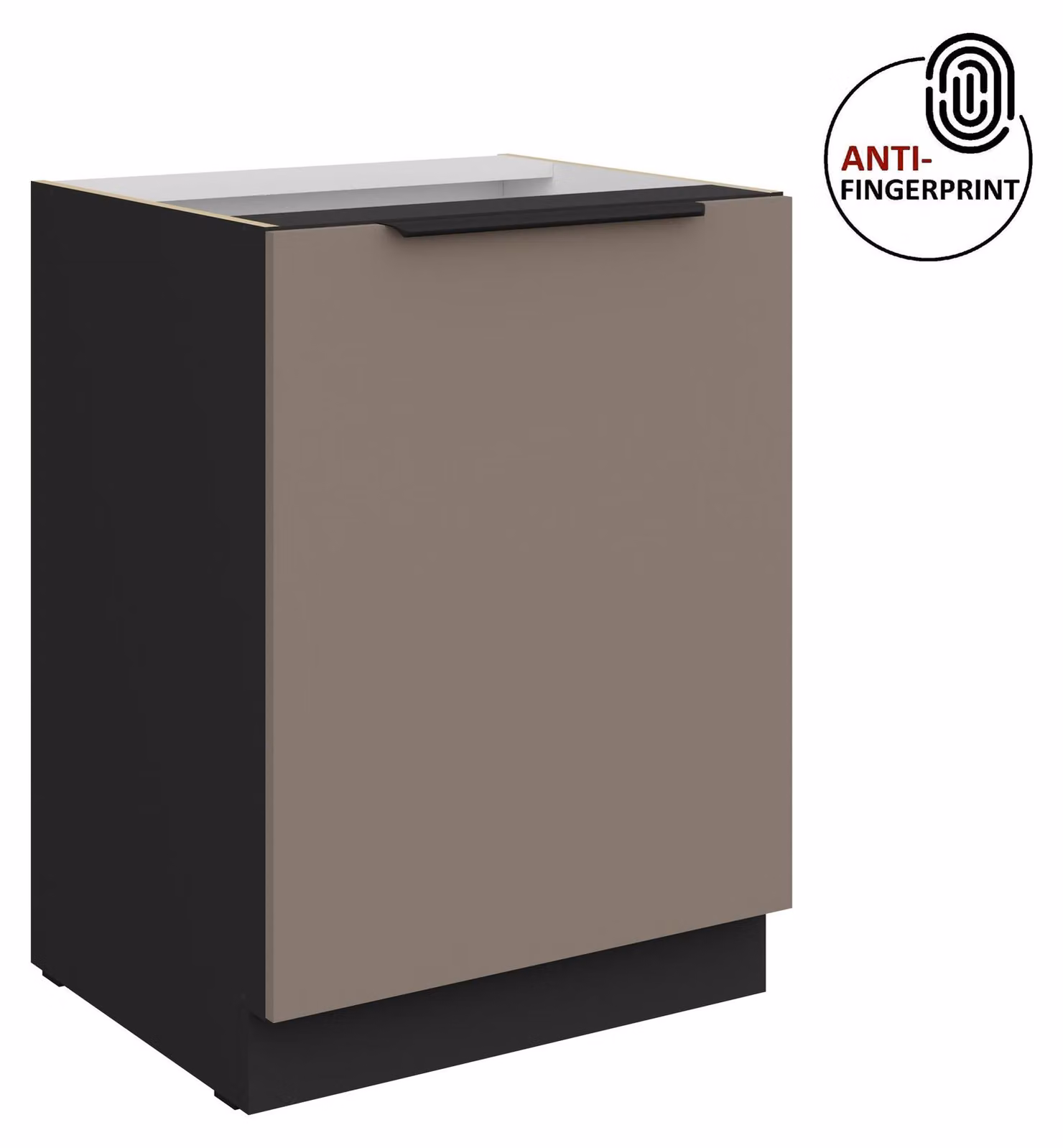 Mobile base da cucina da 60 cm, cucina ARIA grigio sabbia ultra opaco + nero opaco, frontali di alta qualità con rivestimento anti-impronta, linea cucina, blocco cucina