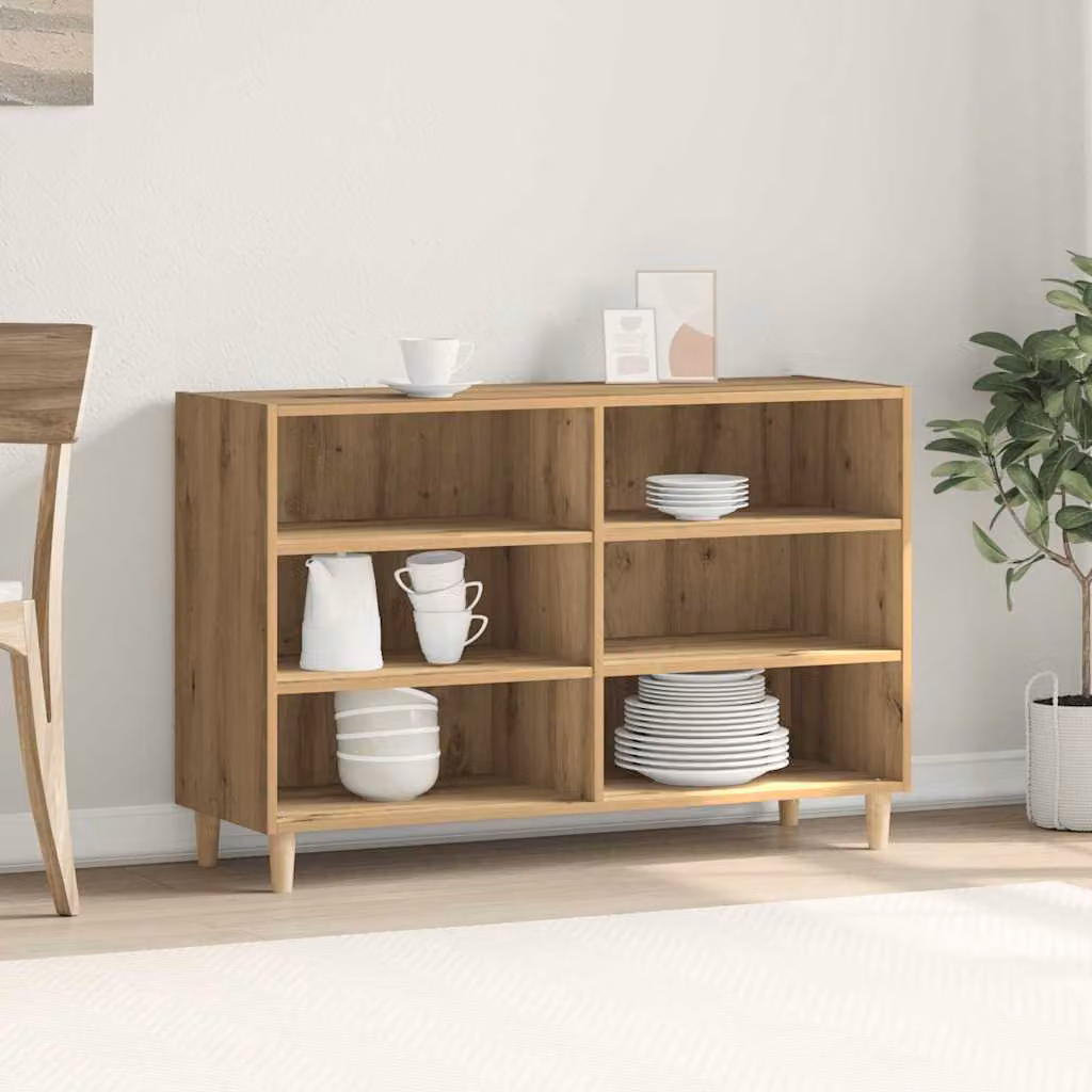 Credenza in stile scandinavo vidaXL in legno e MDF color marrone, L 103,5 x P 35 x H 70 cm