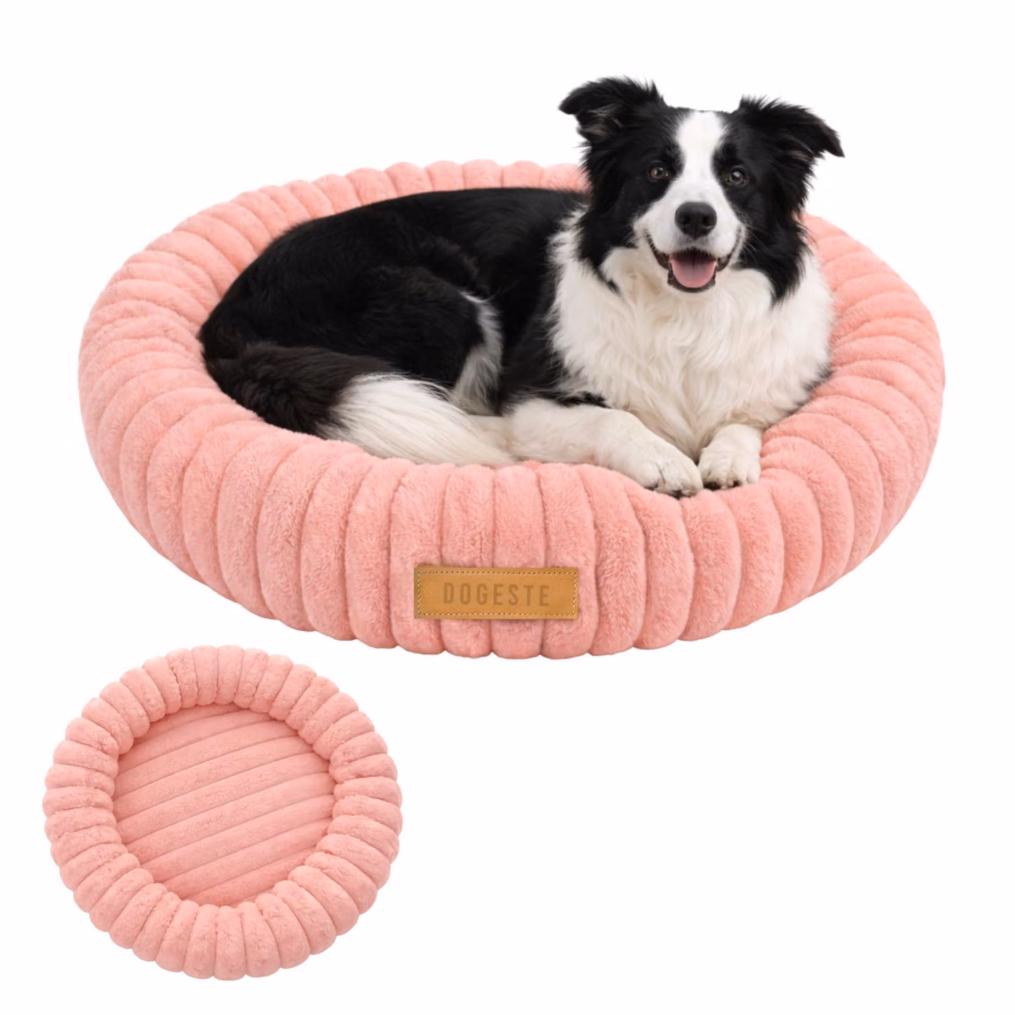 Dogeste Donut cuccia per cane 90 cm rotonda, cuscino morbido e soffice, lavabile, fondo antiscivolo