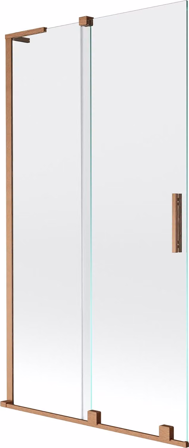 Mexen Velar L paratia per vasca da bagno scorrevole a 2 ante 100 x 150 cm, trasparente, rame spazzolato - 896-100-003-01-65