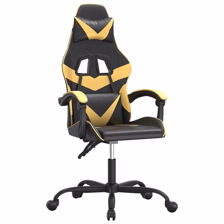 Sedia da Gaming Nera e Oro in Pelle finta