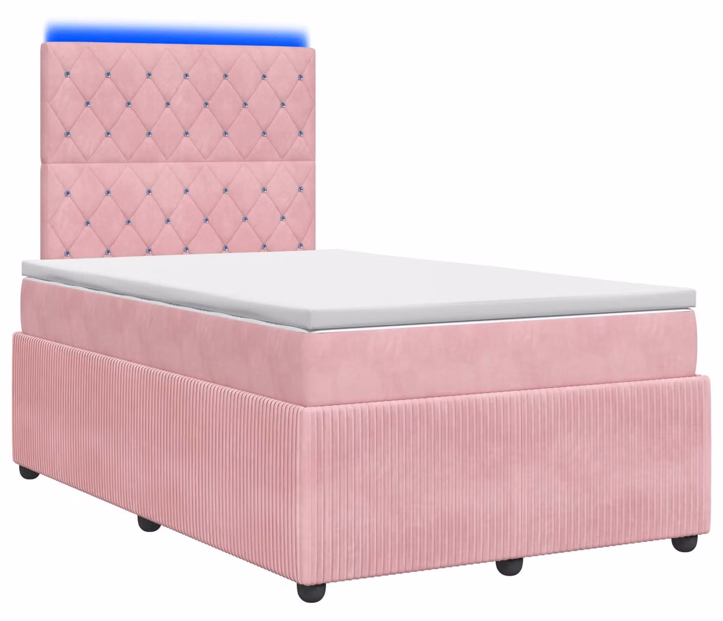 Letto boxspring a LED con materasso Rosa 120 x 200 cm in velluto