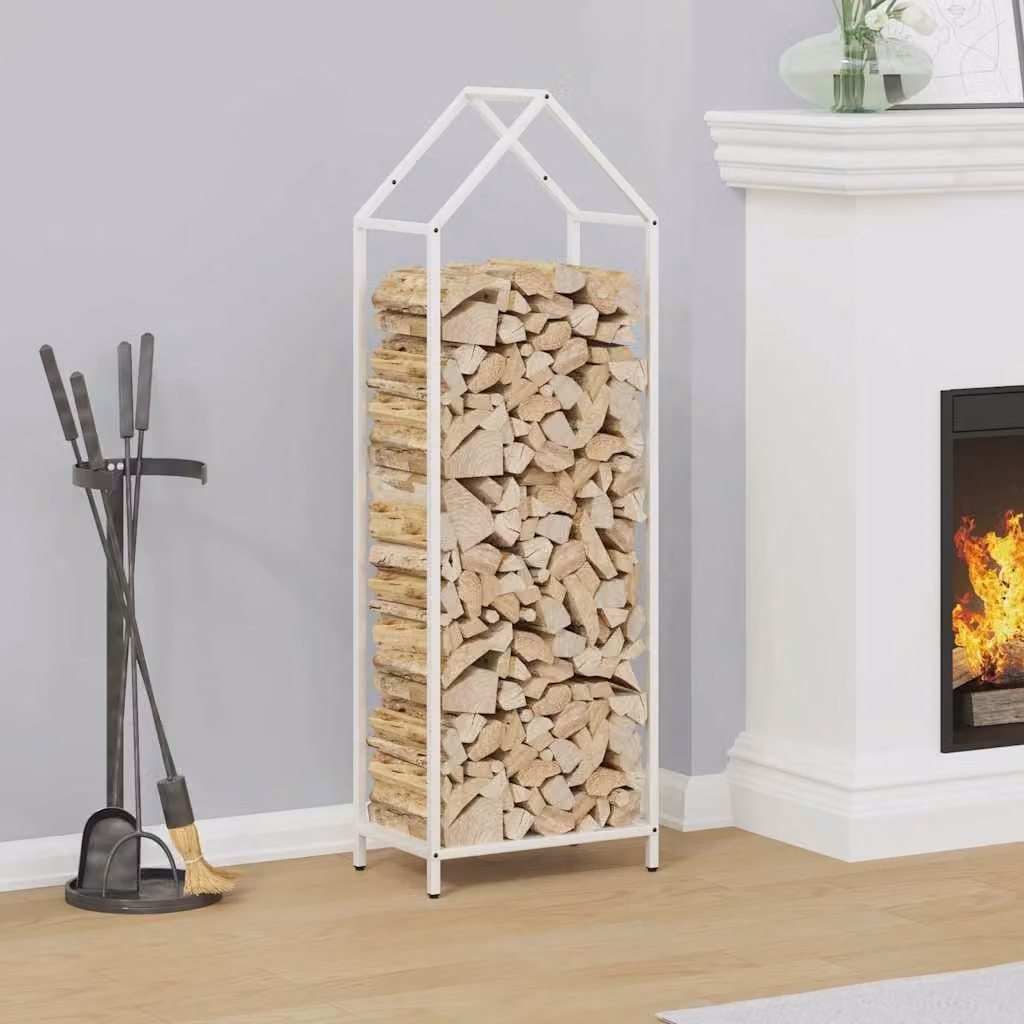 Rastrelliera per legna da ardere vidaXL bianca L 40 cm x P 25 cm x H 120 cm