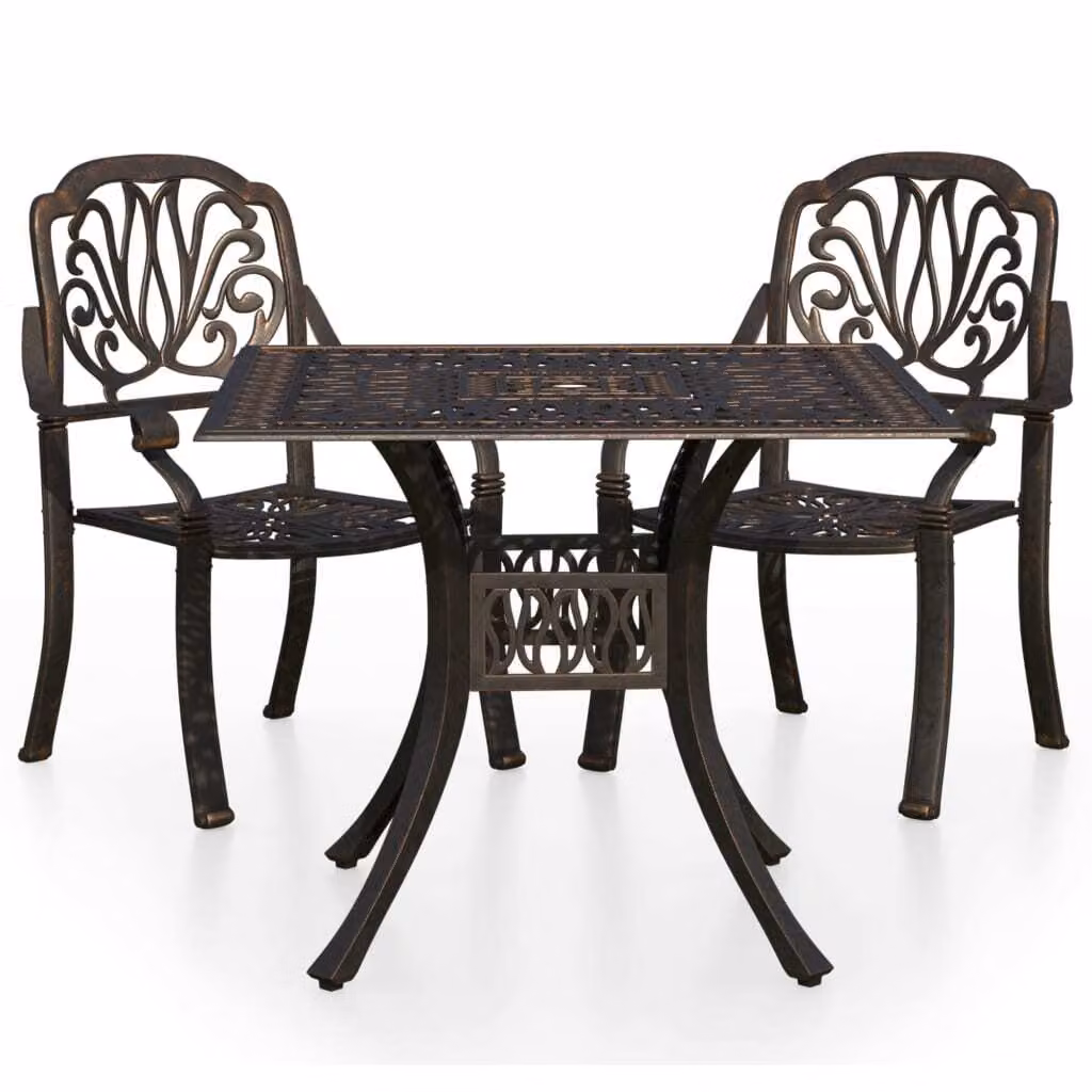 Set da Bistrot 3 pz in Alluminio Pressofuso Bronzo