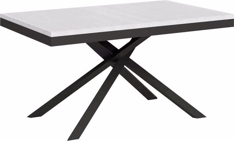 ITYHOME - Tavolo allungabile 160/420X90 cm Karida Evolution bianco frassino telaio e gambe antracite