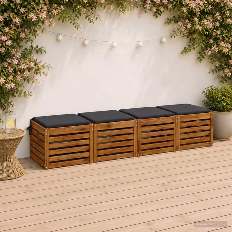 Set di 4 cuscini per sedia vidaXL in poliestere con imbottitura in schiuma, forma quadrata, colore grigio antracite