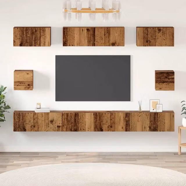 Set mobile TV 8 pz-Set di 8 Credenza per TV Legno vecchio Legno multistrato 941846