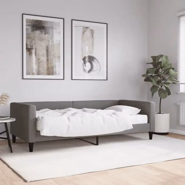 Divano Letto con Materasso Grigio Scuro 90x190 cm in Tessuto 3196571