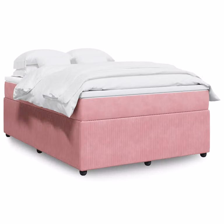 vidaXL Giroletto a Molle con Materasso in Velluto Rosa, L/P/H: 140 x 200 cm