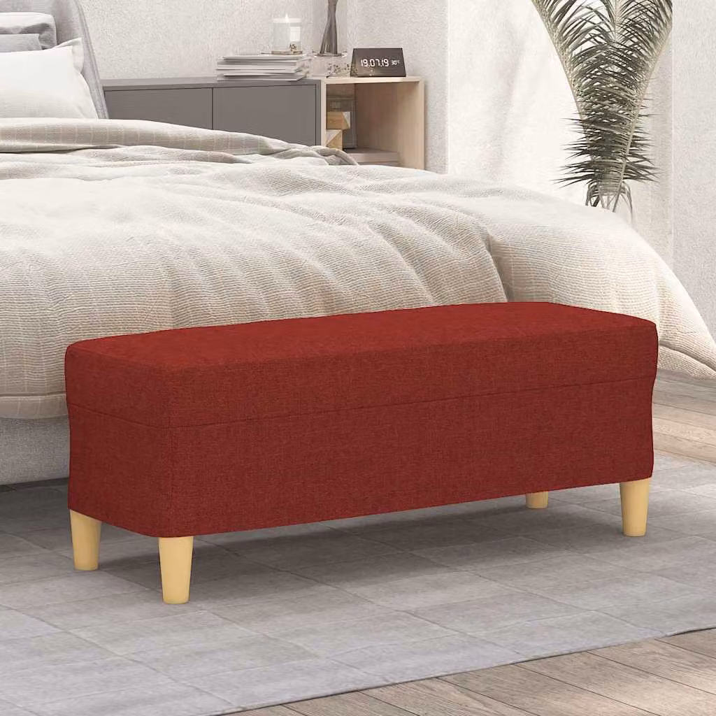 Panca vidaXL in tessuto rosso vino con struttura in legno L: 100 cm, P: 35 cm, H: 41 cm