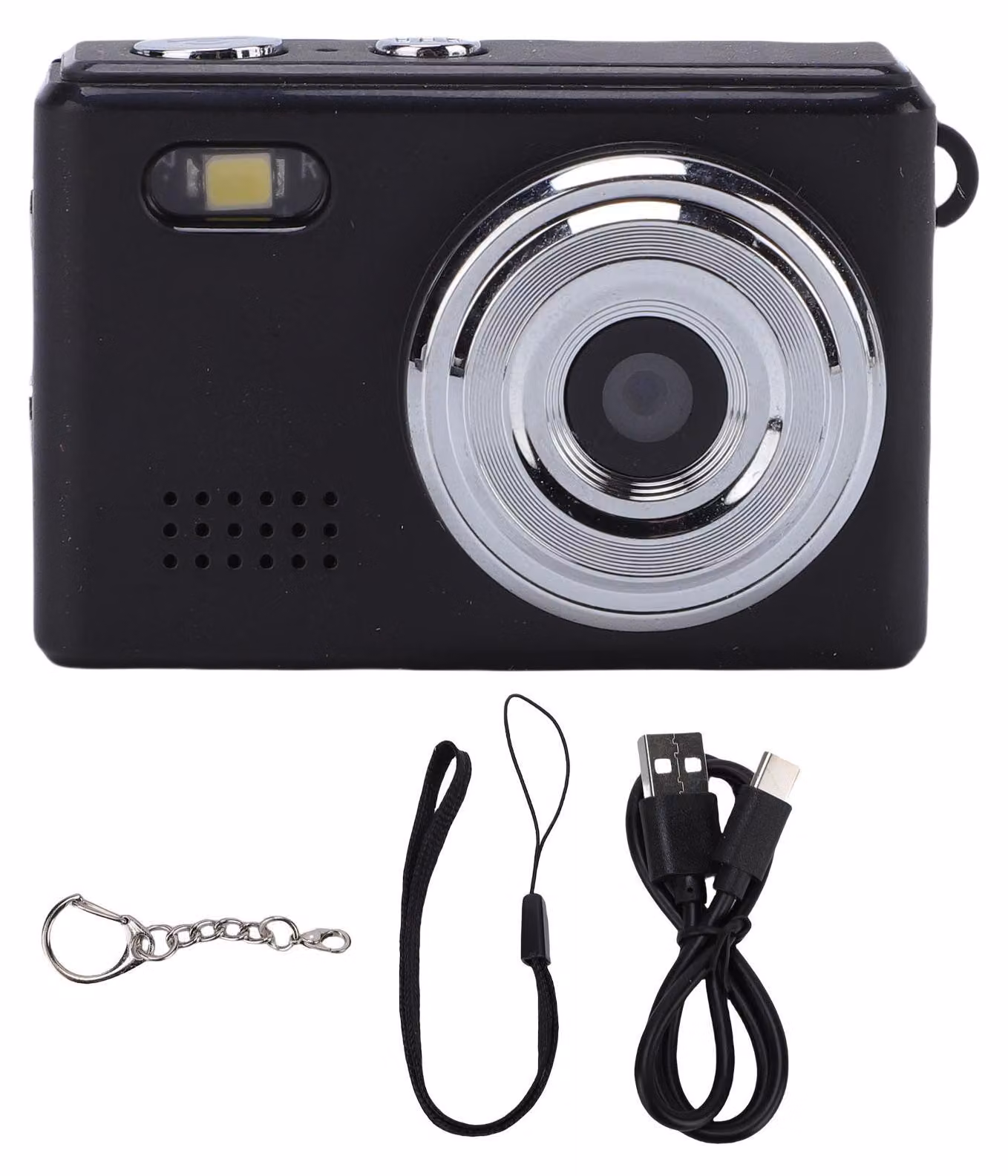 Portachiavi con fotocamera digitale 1080p HD 2 MP, 100 minuti di autonomia della batteria, videocamera portatile compatta con cinturino da polso per studenti, nero
