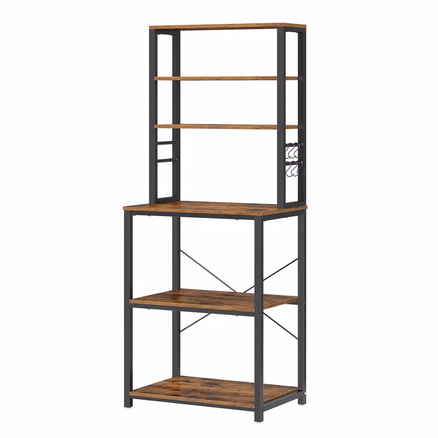 VASAGLE Scaffale da Cucina per Forno a Microonde con Ganci | SONGMICS HOME, Marrone Vintage + Nero