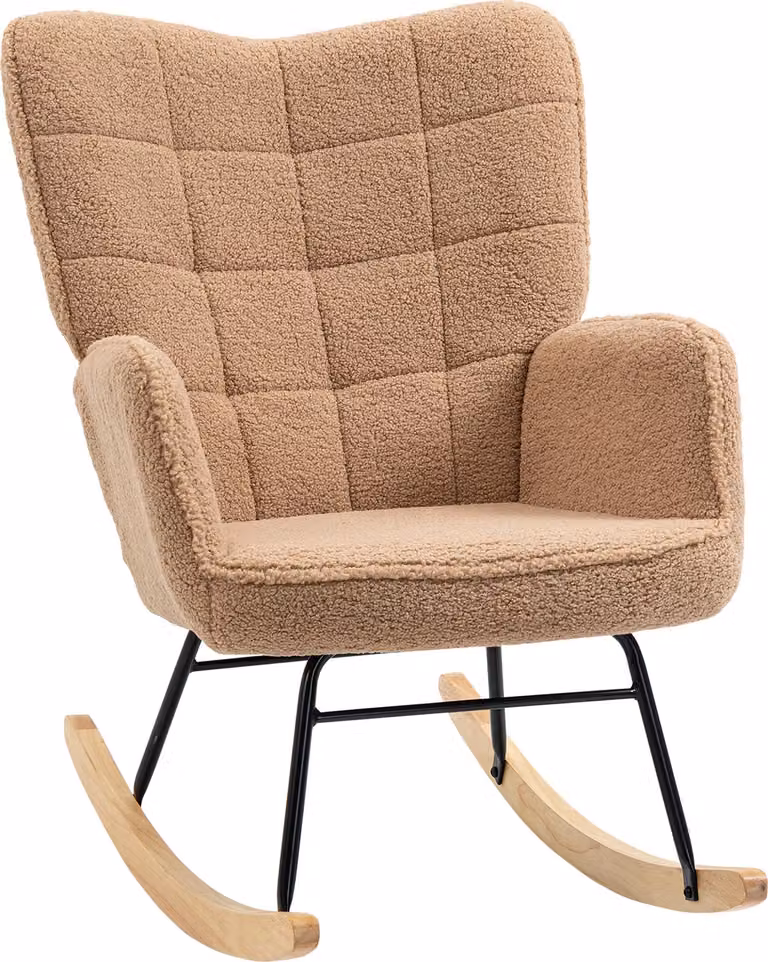 Poltrona a dondolo, poltrona oscillante, poltrona dondolante, poltrona di design, poltrona relax, poltrona da salotto per camera da letto, fino a 120 kg, Similcuoio di agnello, rosa, rosa, 98,00 cm, 101 cm, poliestere