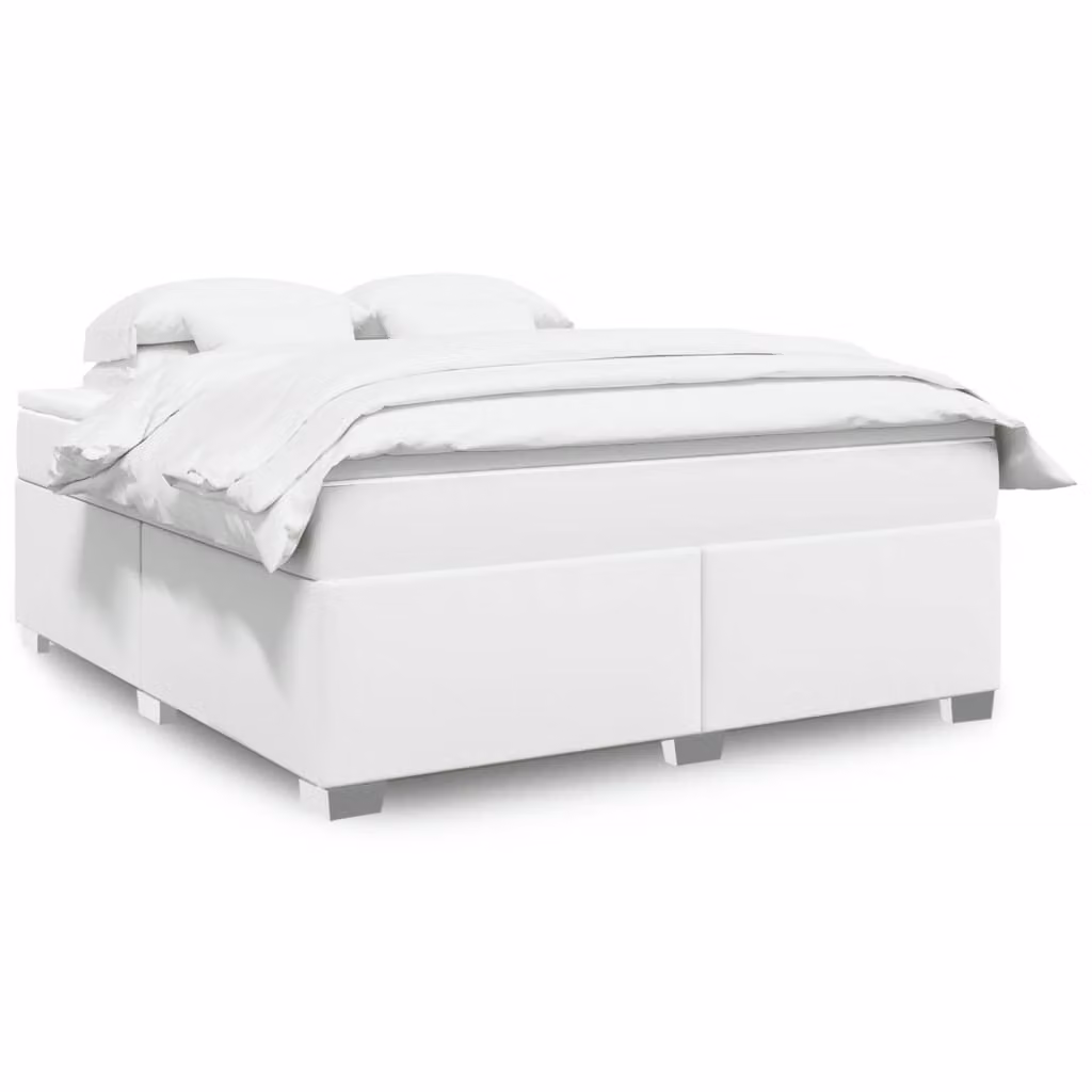 vidaXL Giroletto a Molle con Materasso in Similpelle Bianco L: 180 cm, P: 200 cm