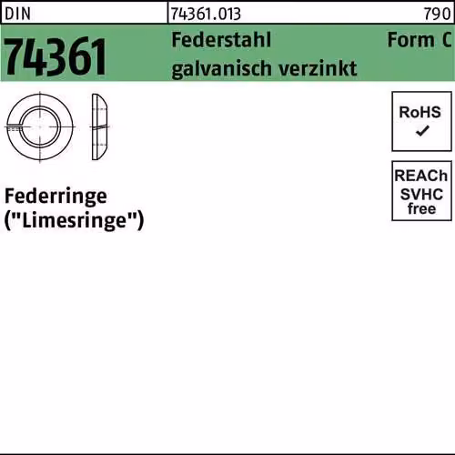 Rondelle elastiche Reyher DIN 74361 SpringC 20,5 vz 743610130205000 (100 pezzi)