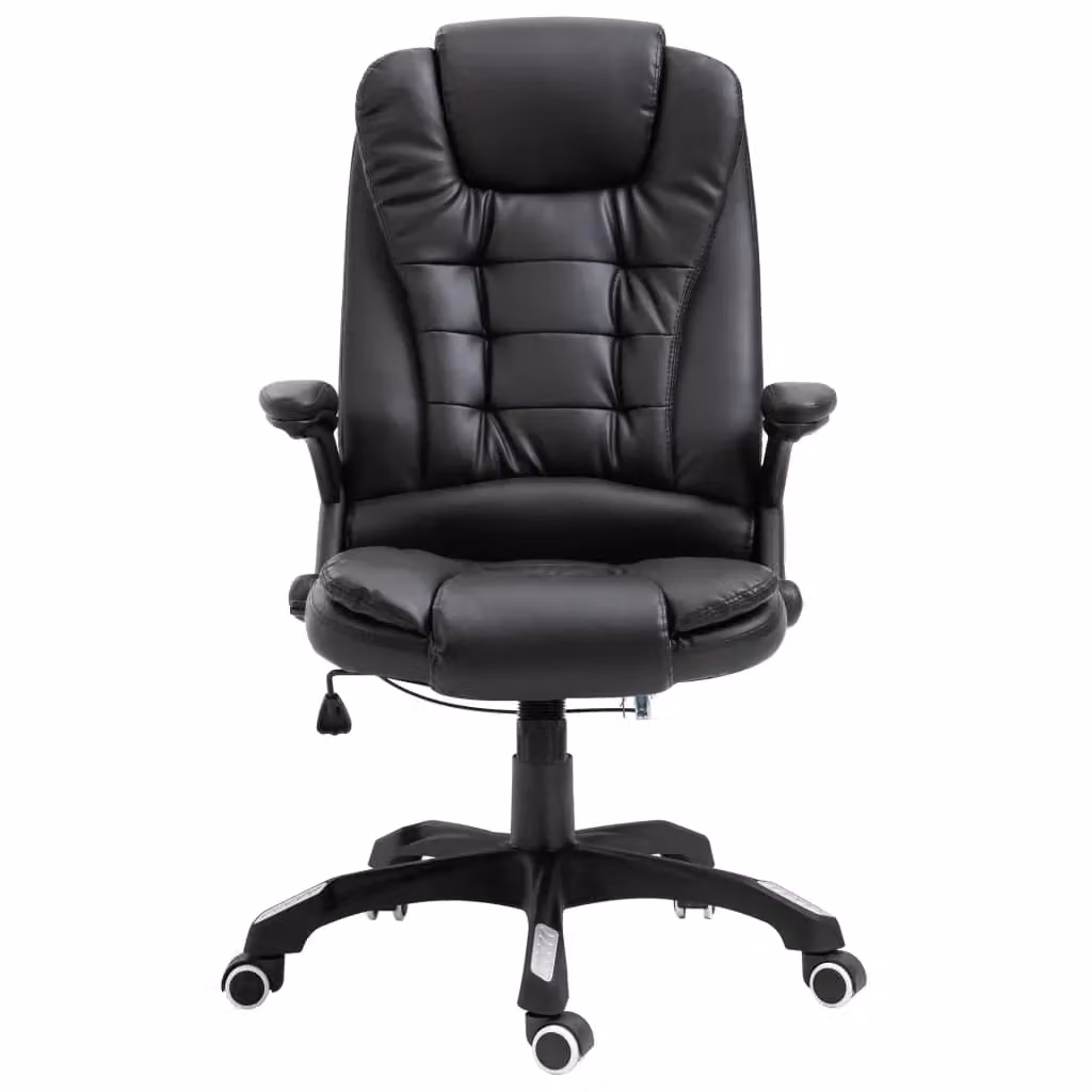 Sedia da ufficio ergonomica in similpelle nera con poggiatesta e ruote girevoli 360 gradi per home office – 2