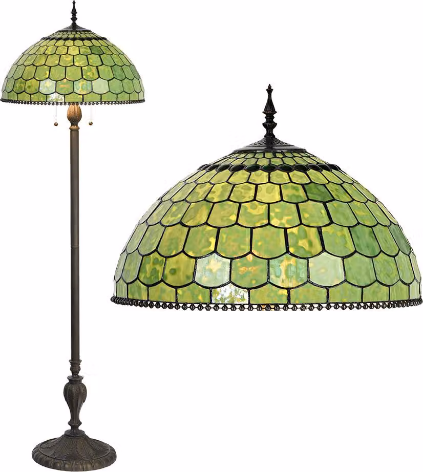 Lampada da terra Tiffany Clayre & Eef Ø 51x165 cm vetro verde