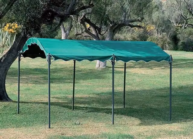 GAZEBO DAMASCO CAR PORT AUTO IN ACCIAIO TOP COLORE VERDE MT.3X4