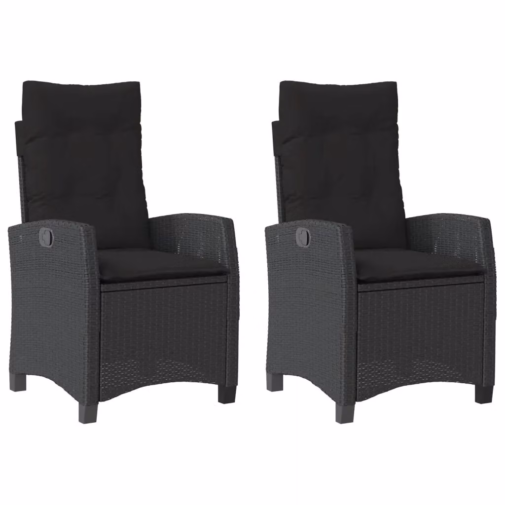 Set di 2 sedie reclinabili da giardino vidaXL in polyrattan nero con cuscini – 2