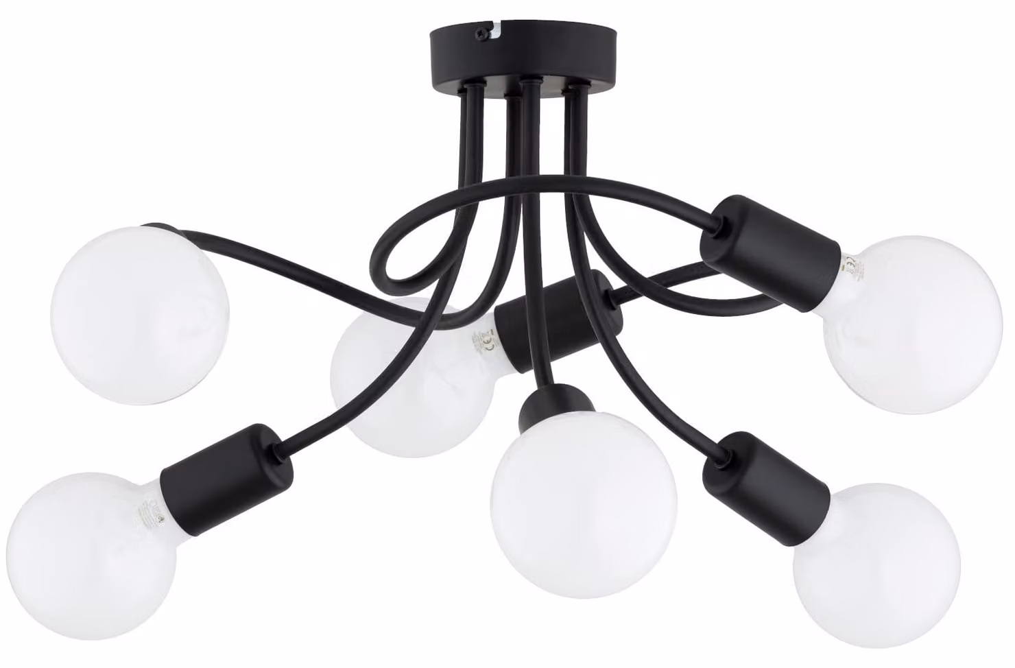 Lampada a sospensione con bracci intrecciati HITO nera 6xE27x15W in metallo, dimensioni: 28x46x46 cm, IP20, Alfa