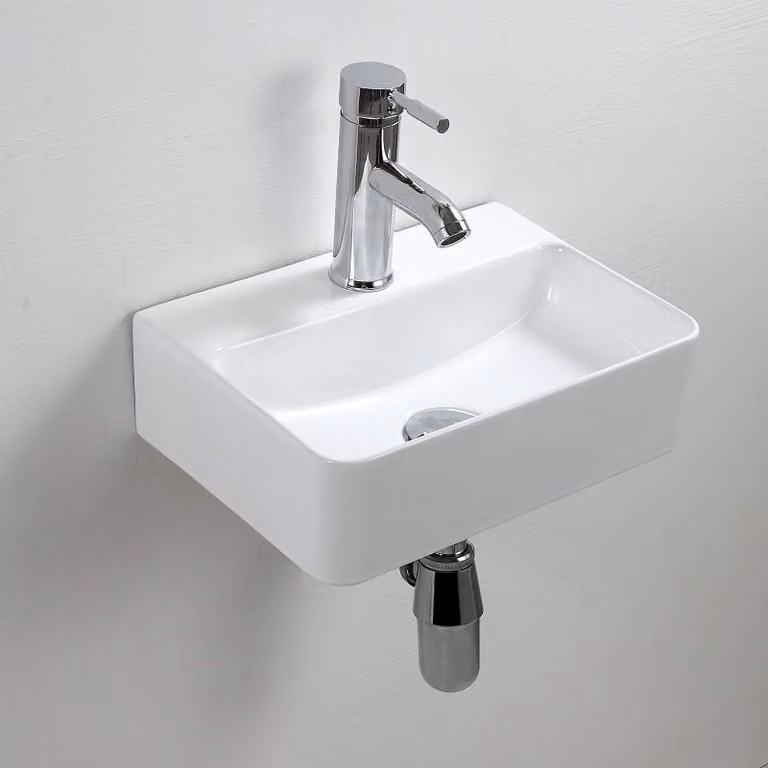 Lavabo lavello in Vetroceramica - Lavabo da parete - Bianco - 365 x 250 x 105 mm - Montaggio a parete o su piano
