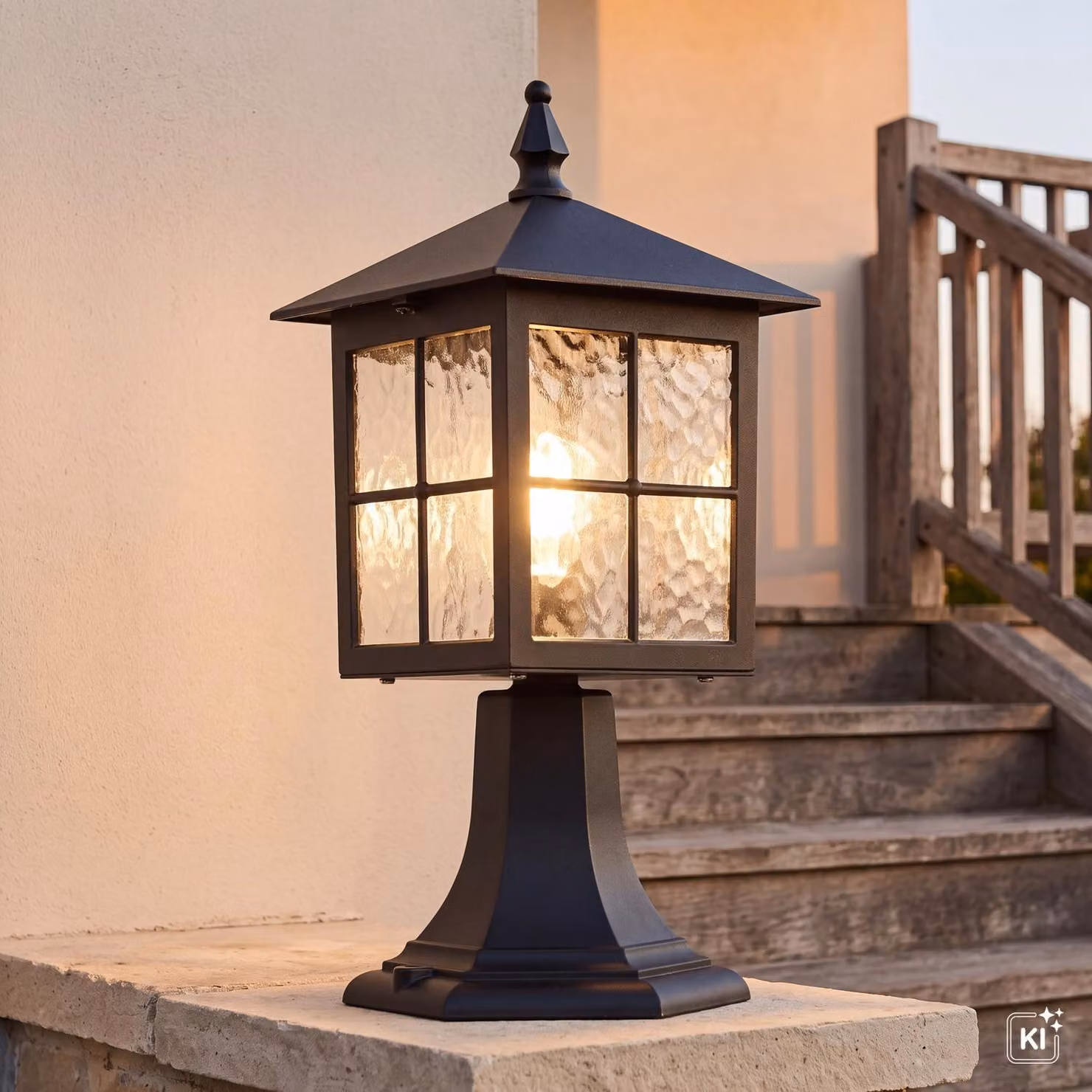 Luce a zoccolo rustica BAARLE Nero H:45cm E27 IP43 luce decorativa da esterno lanterna da giardino