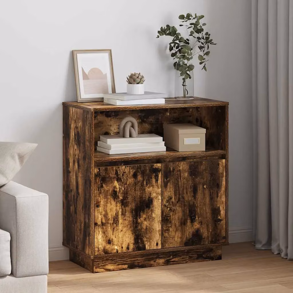 Madia moderna vidaXL in rovere fumé con illuminazione LED, L 71 x P 34,5 x H 75 cm