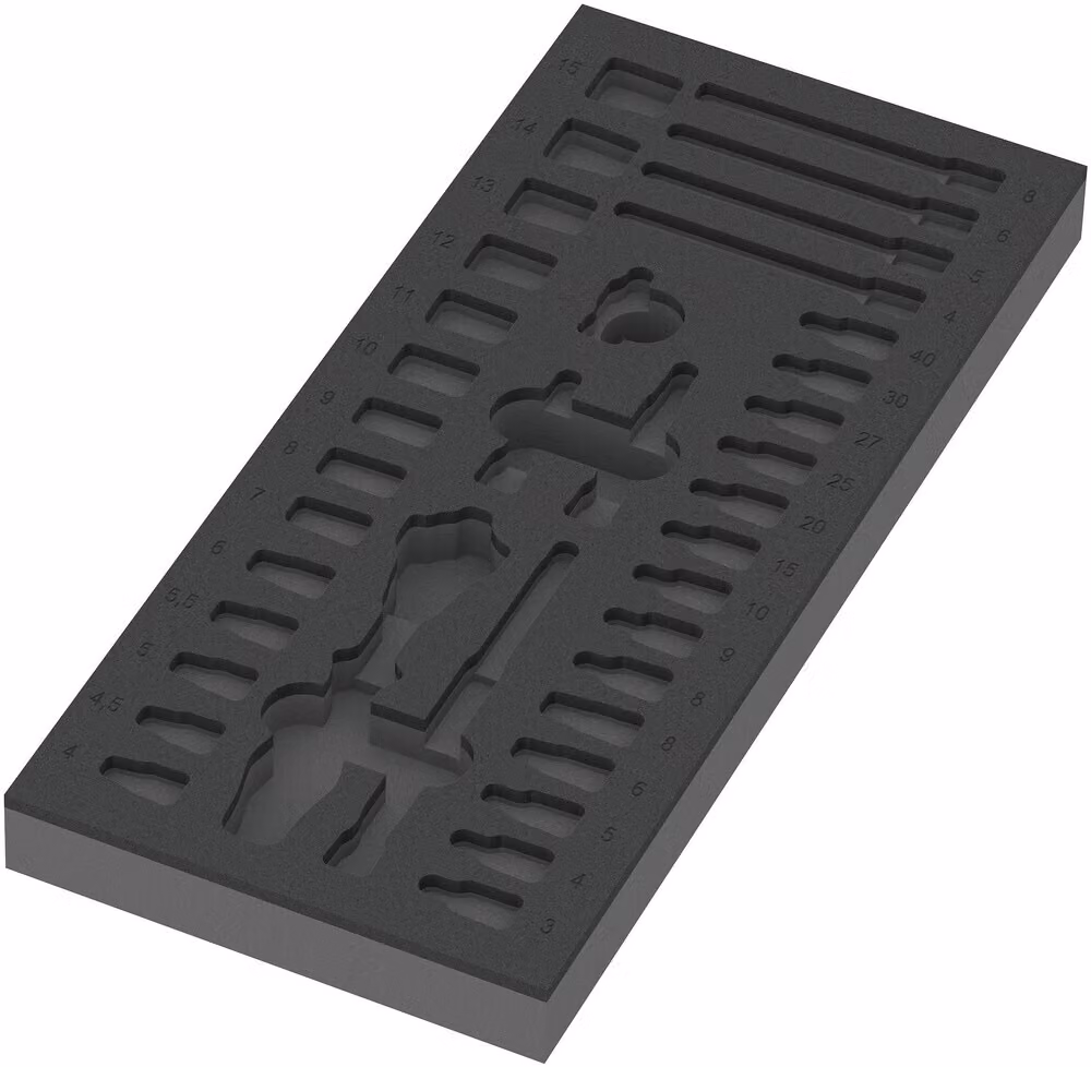 9820 Inserto in schiuma 8000 A Cricchetto ciclopico 1/4" set 1, senza utensile, 172 x 30 x 392 mm