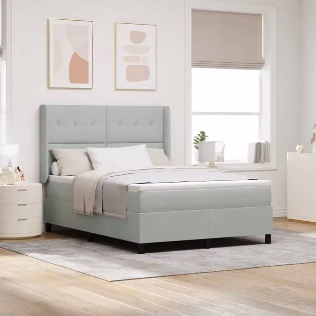 Letto a molle con testiera vidaXL in velluto grigio, L/P/H: 200 x 140 x 143 cm