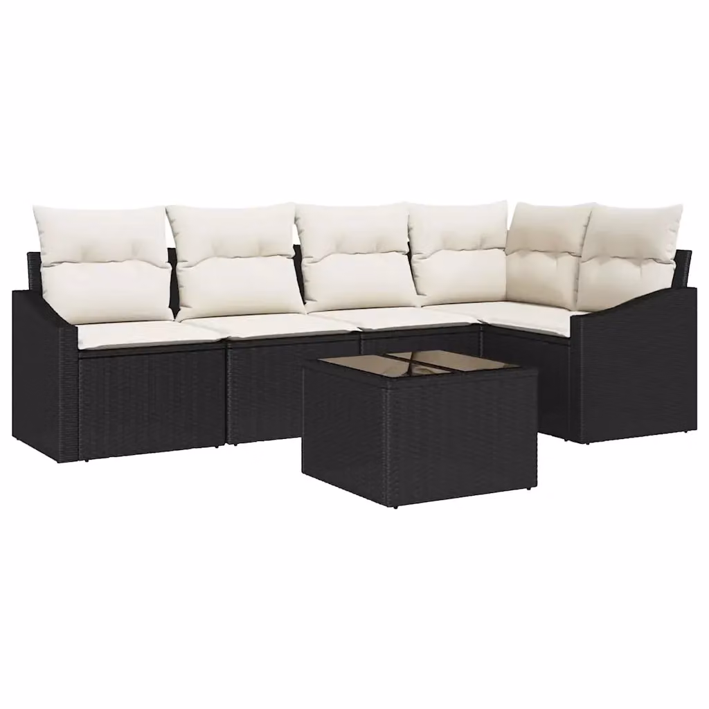 Set Divano da Giardino a L con Tavolino vidaXL, 6 Pezzi, Marrone e Beige, in Polyrattan con Cuscini Inclusi – 2