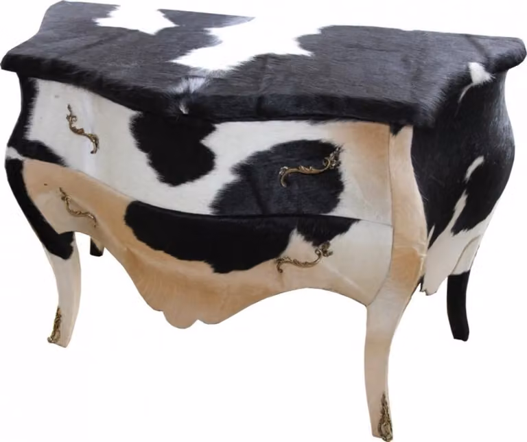 Casa Padrino Barock: Comodino in stile barocco, realizzato con pelle di mucca, pezzo unico - Dimensioni: 120 x 55 x 85 cm - Mobile da buffet in legno massello