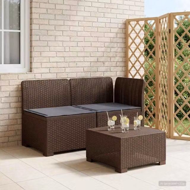 Divano da giardino a 2 posti vidaXL in rattan sintetico con cuscini rimovibili, grigio e marrone