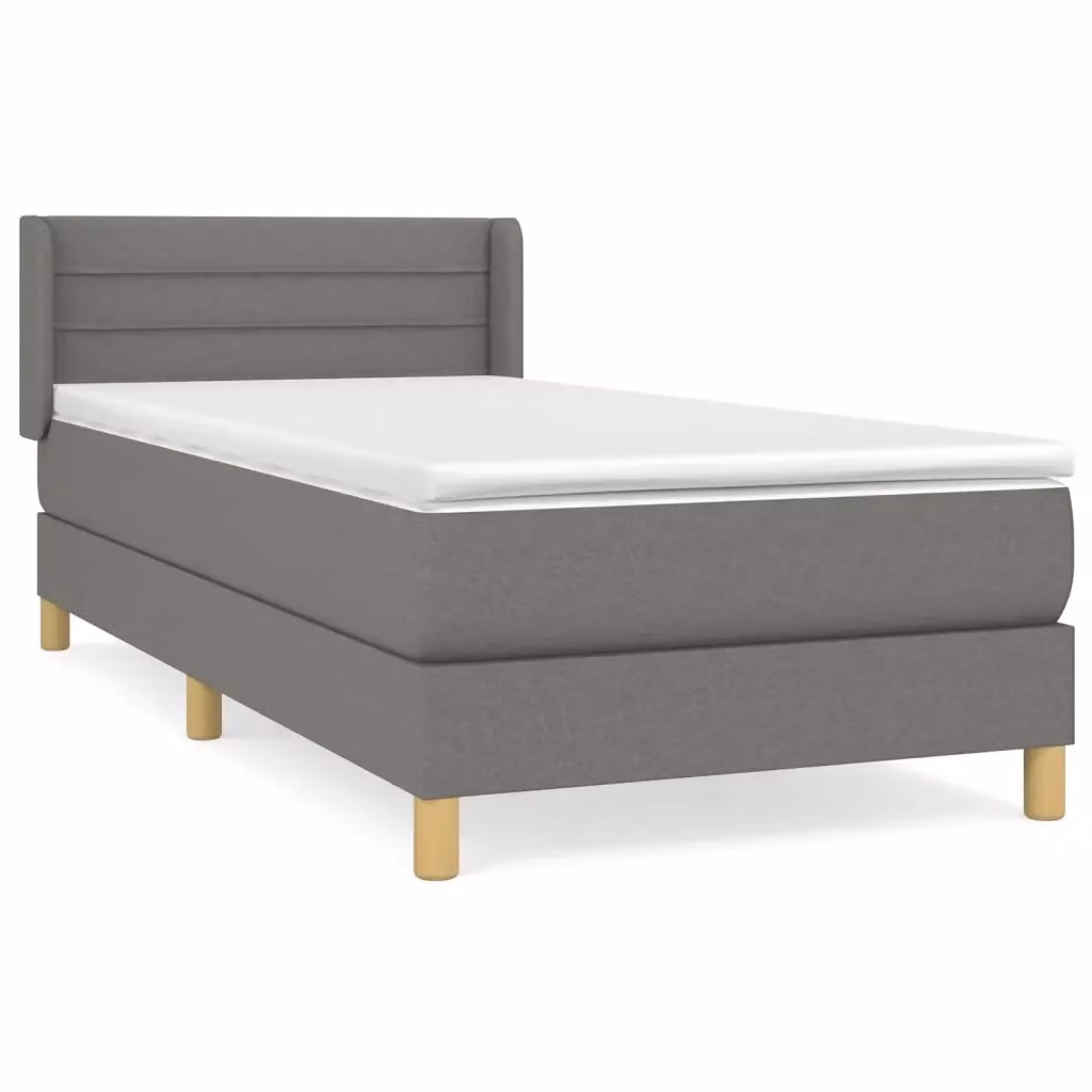 Letto Ibrido vidaXL con Giroletto a Molle e Materasso in Tessuto Grigio e Bianco L/P/H: 90 x 200 cm – 2