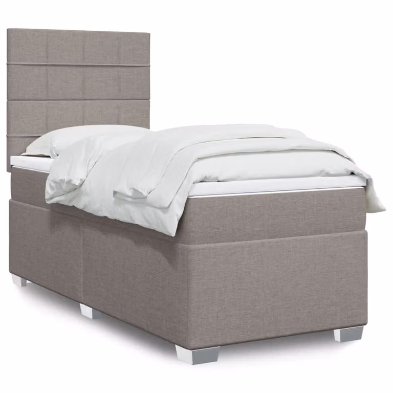 vidaXL Giroletto a Molle con Materasso Ibrido in Tessuto Tortora L/P/H: 100 x 200 cm