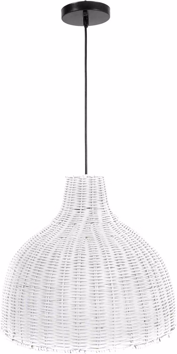 Lampada a sospensione HORA in rattan bianco 48x35 cm ##