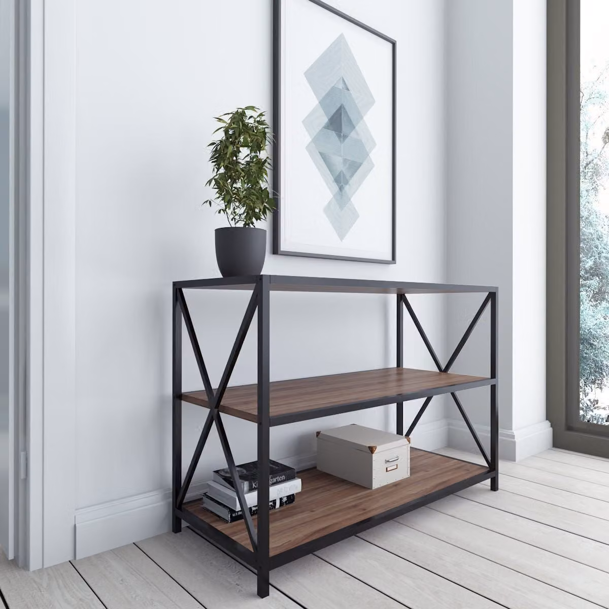 Skye Decor, Zena - Noce, Nero, Credenza, Noce, 100% PANNELLI DI PARTICELLE RIVESTITI IN MELAMMINA, 94 x 40 x 65 cm