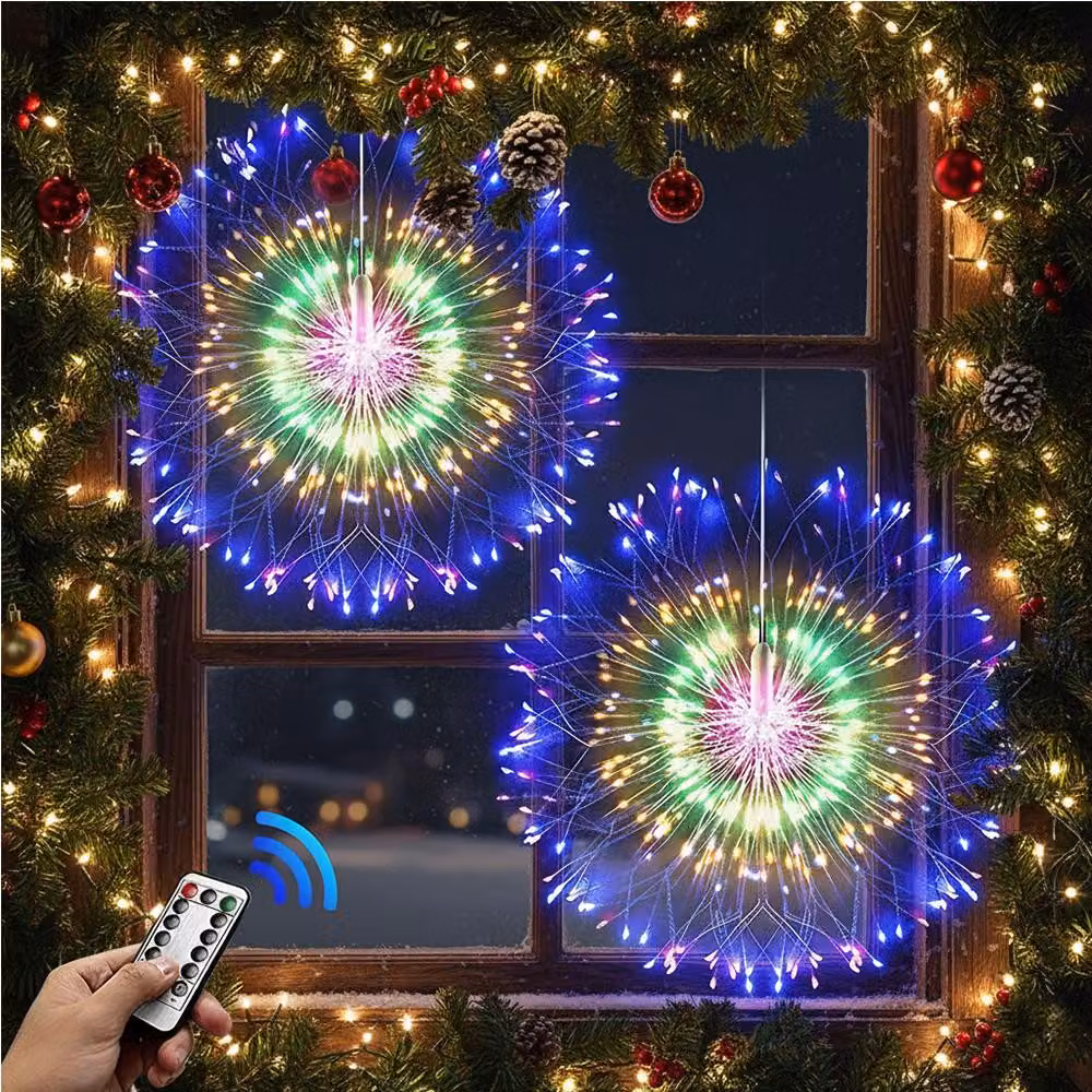 2x 200 LED palla incandescente luci fata batteria, fai da te appeso fuochi d'artificio luci, 8 modalità, con telecomando, festa interna matrimonio finestra decorazione di Natale