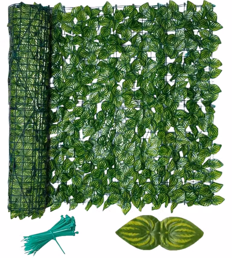 Recinzione da giardino in plastica con edera artificiale, dimensioni 3x0,5 metri
