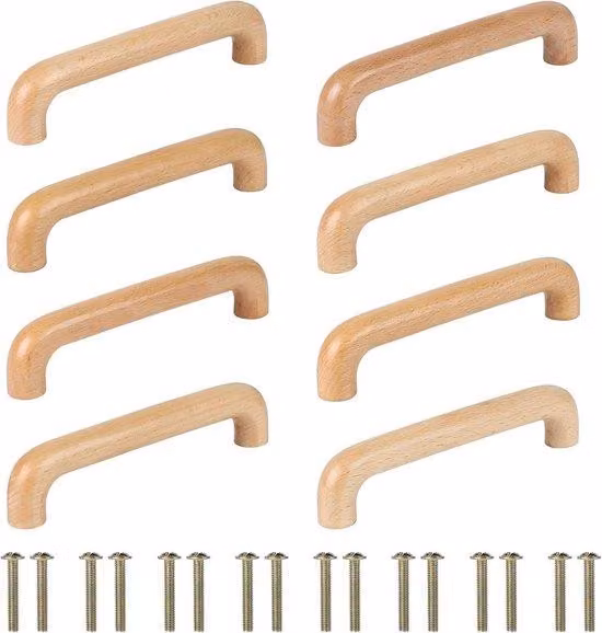 Maniglie moderne per mobili in legno - 8 pezzi maniglie per cassetti da 128 mm - maniglie per mobili da cucina con viti - maniglie curve per cassetti - mobili da cucina