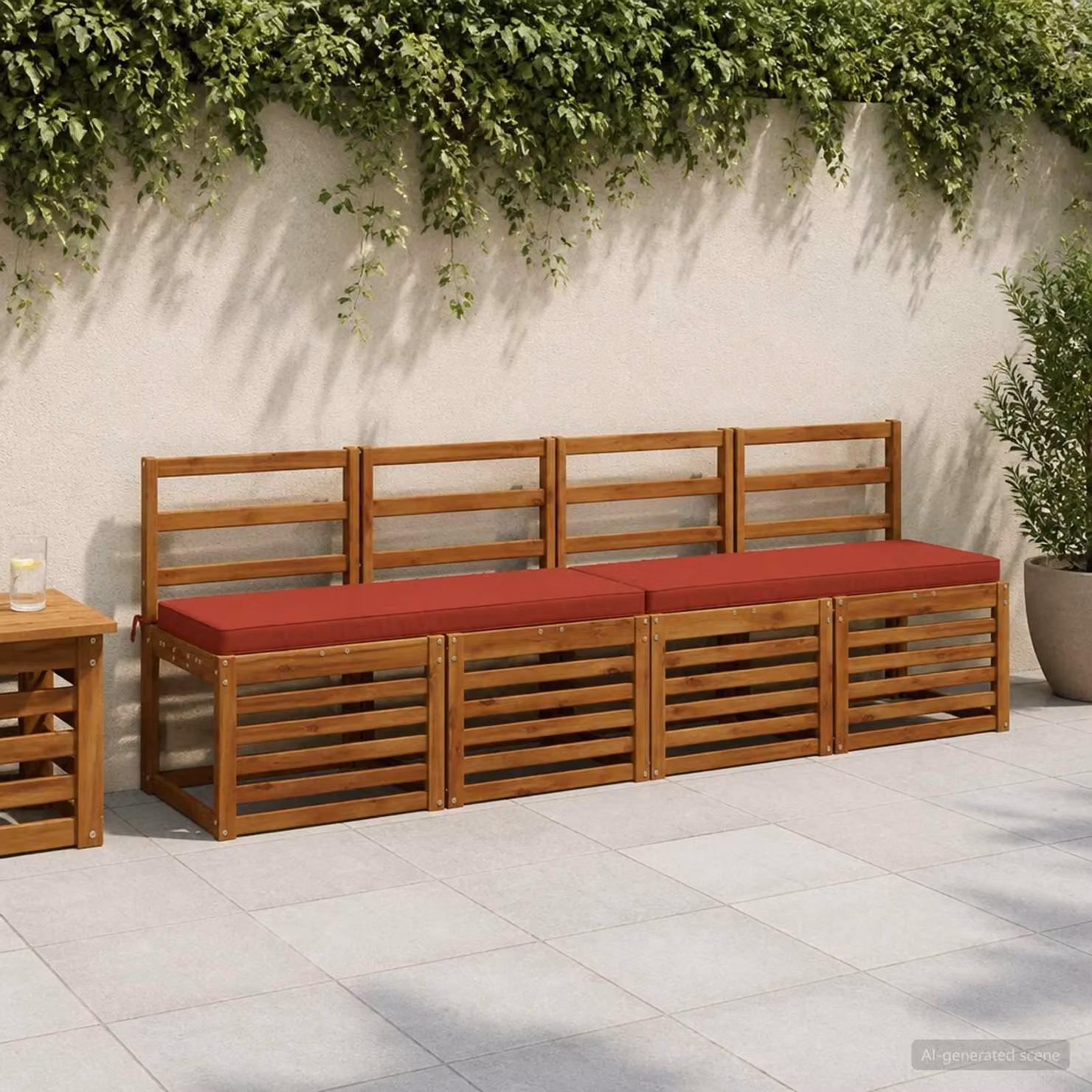 Cuscino per Panchina vidaXL VUGHT Rosso in Poliestere con Rivestimento Rimovibile e Resistente ai Raggi UV